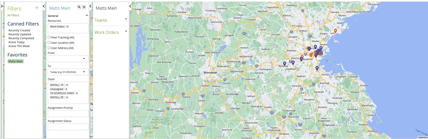 Legacy Google Maps implementation with an unintuitive side panel UI
